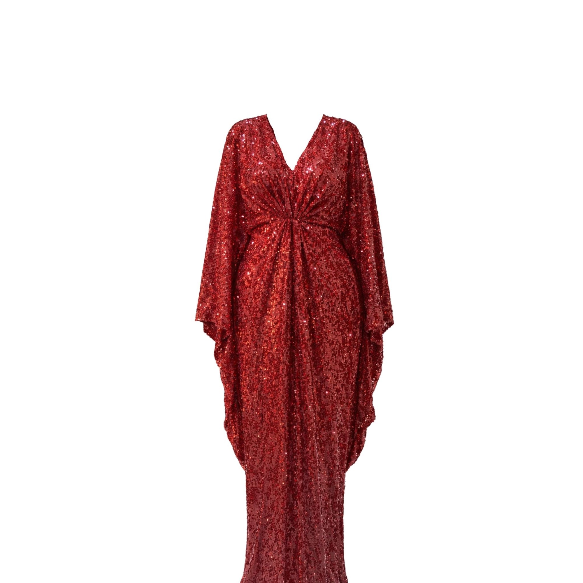 Red Sequin Kaftan Dress