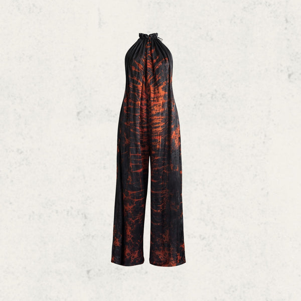 Black & Rust Halter Jumpsuit