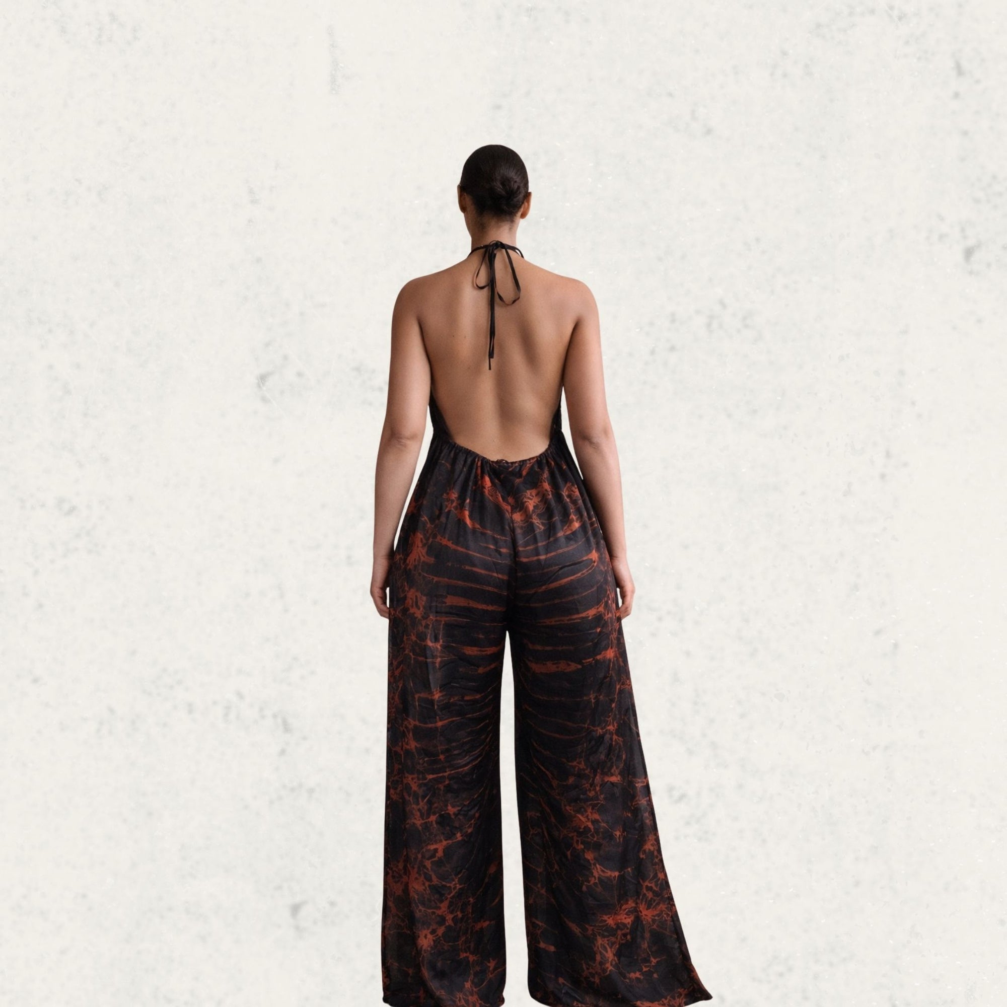 Black & Rust Halter Jumpsuit