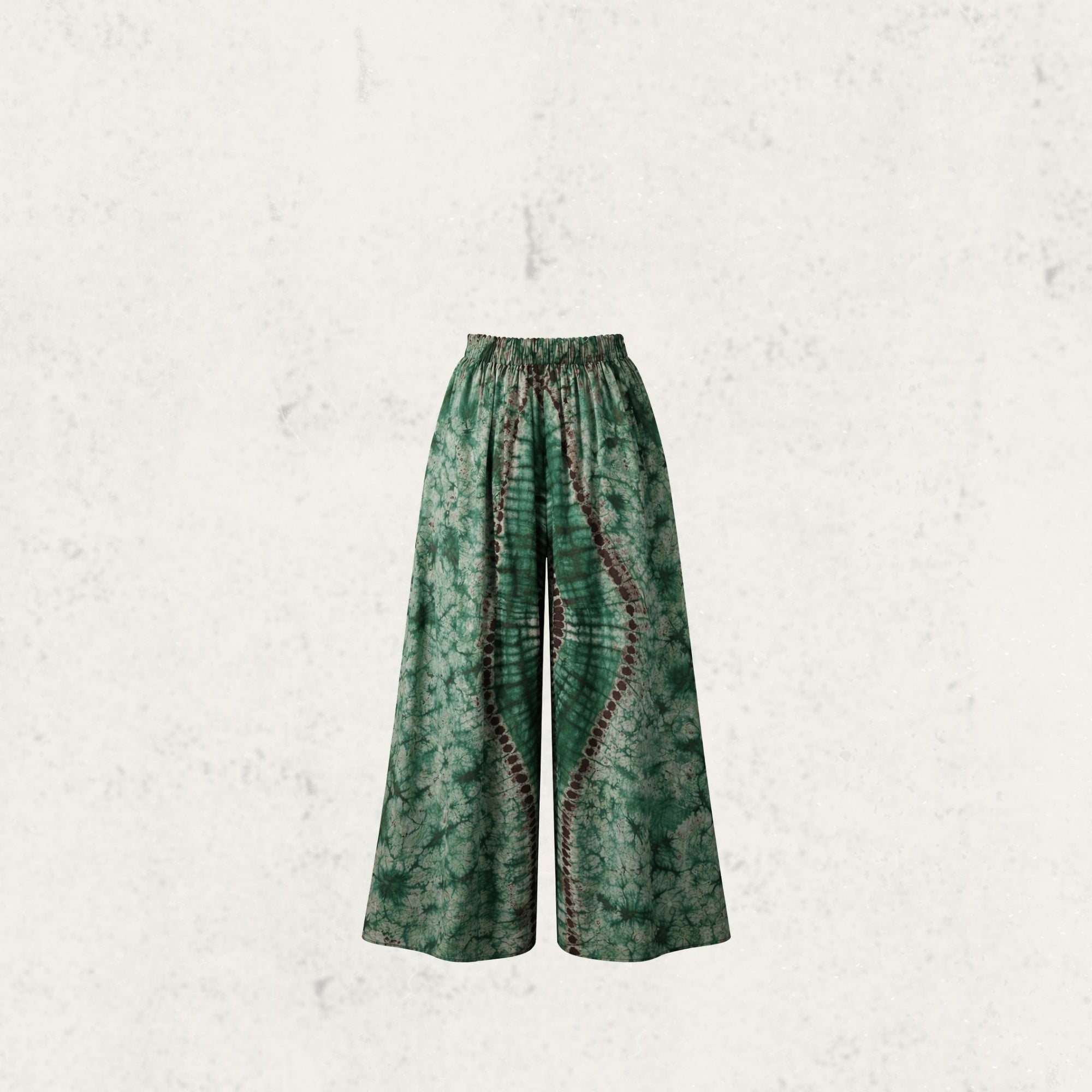 Green Tie-Dye Wide-Leg Pants