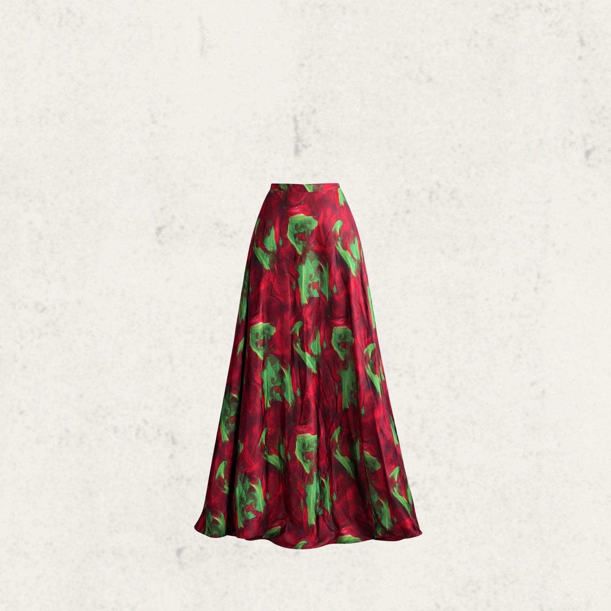 Red & Green Abstract Circle Skirt