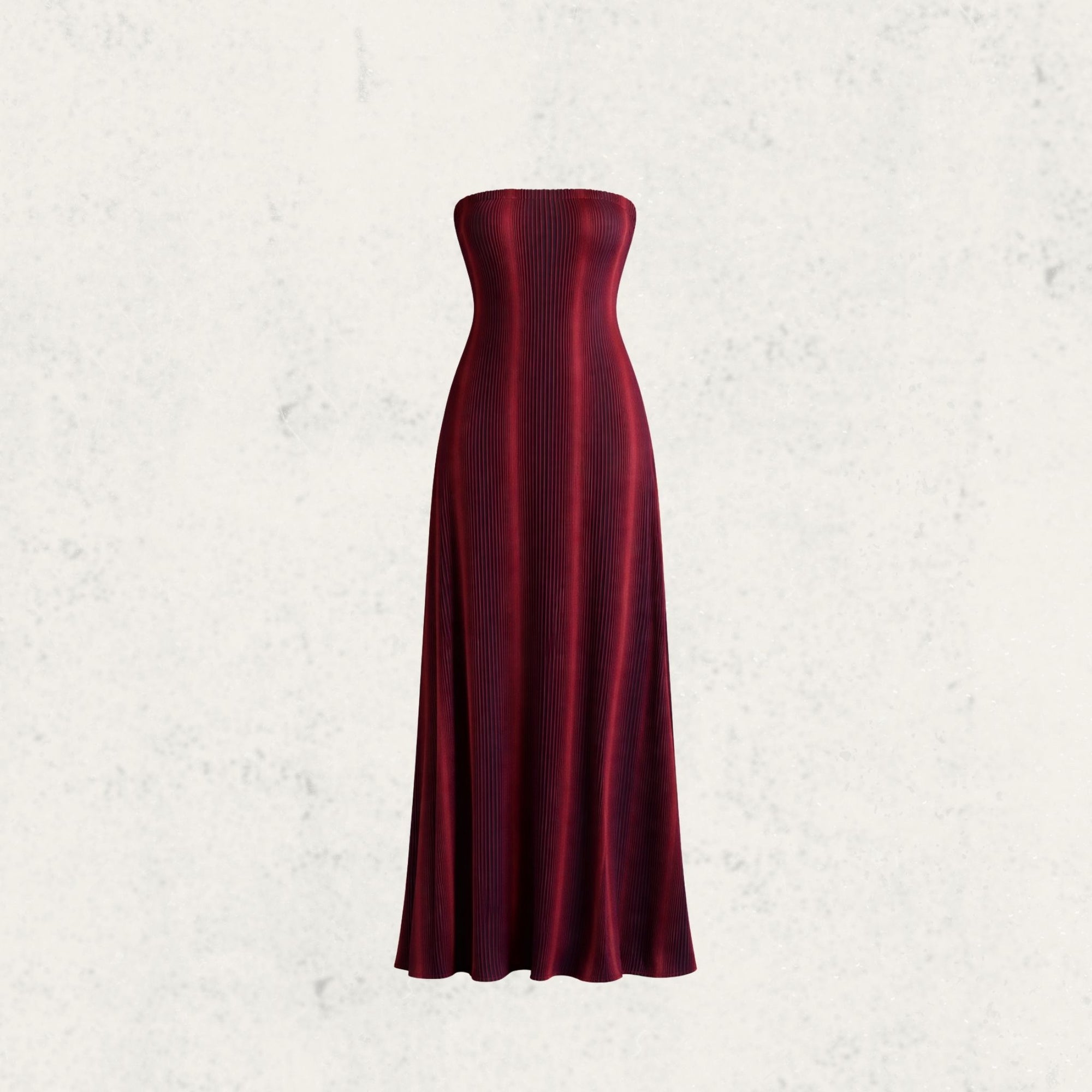 Red & Black Stripe Strapless Maxi Dress