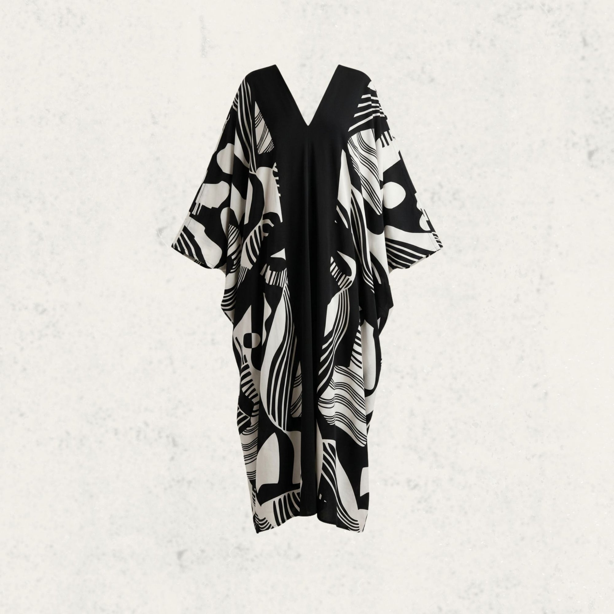 White & Black Kaftan Dress