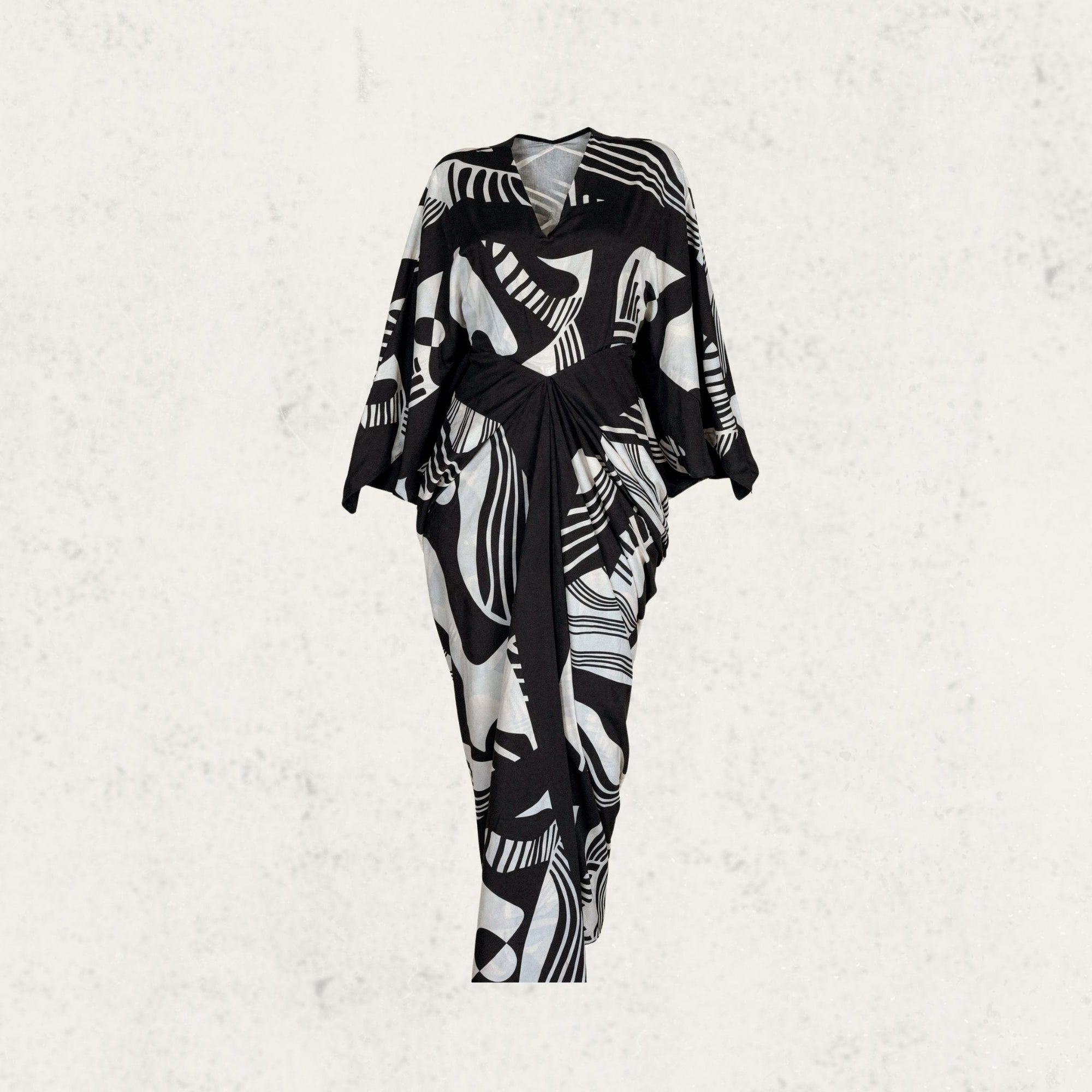 Black & White Abstract Drape Dress