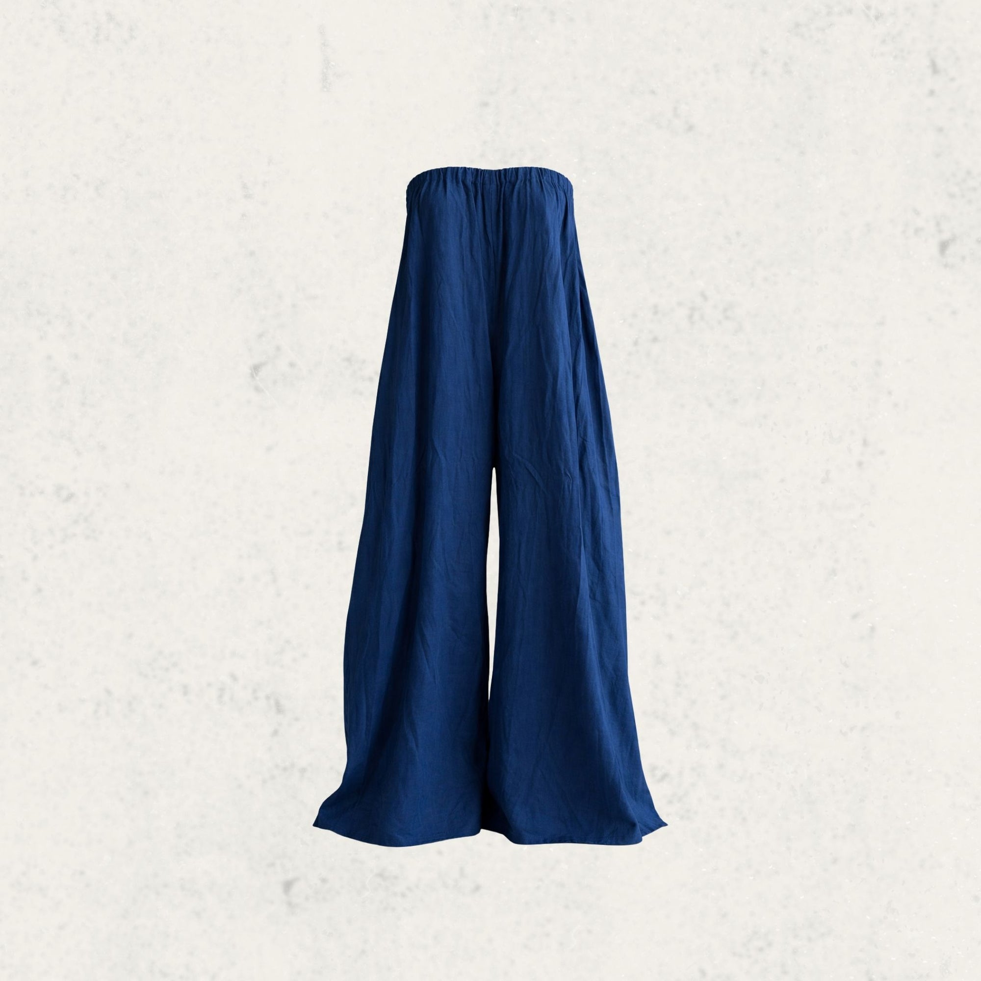 Blue Strapless Wide-Leg Jumpsuit