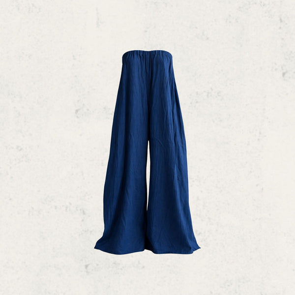Blue Strapless Wide-Leg Jumpsuit