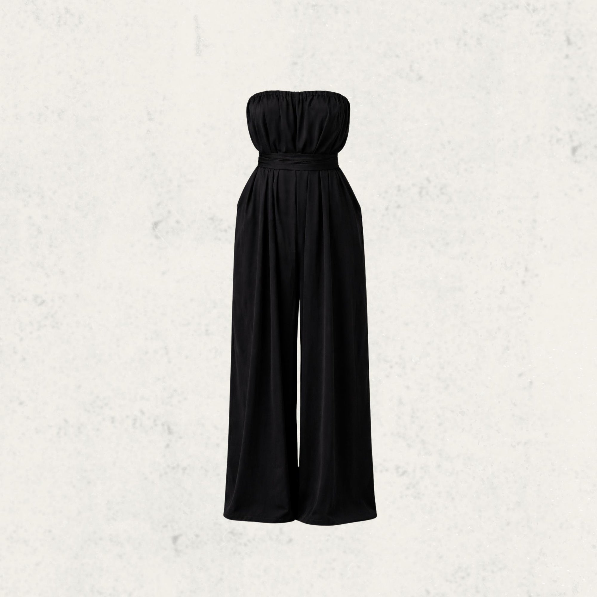 Black Strapless Wide-Leg Jumpsuit