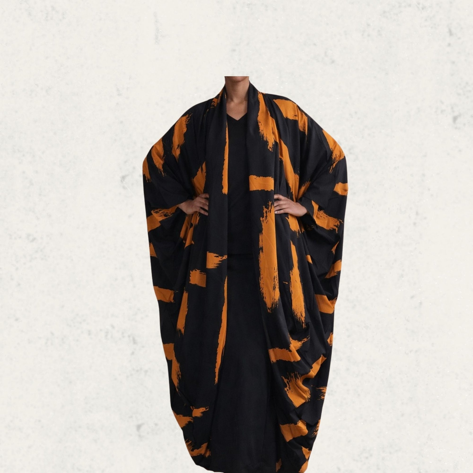 Mustard Black Kaftan Robe
