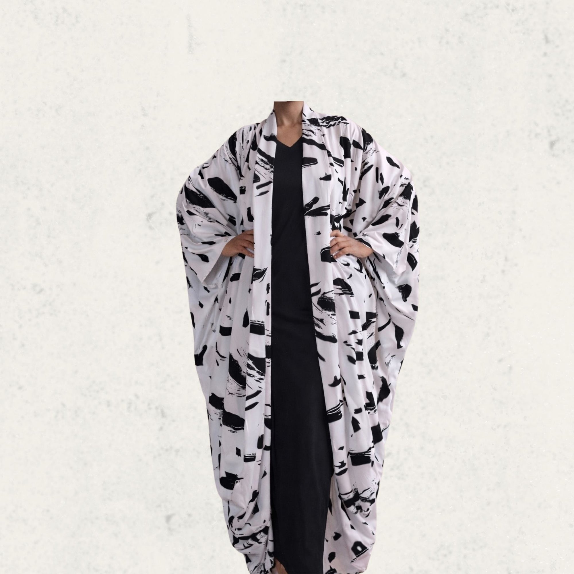 White Black Kaftan Robe