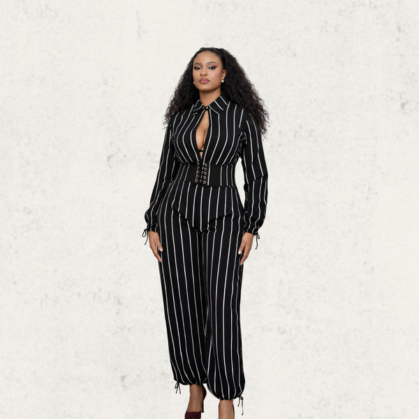 Black & White Pinstripe Set