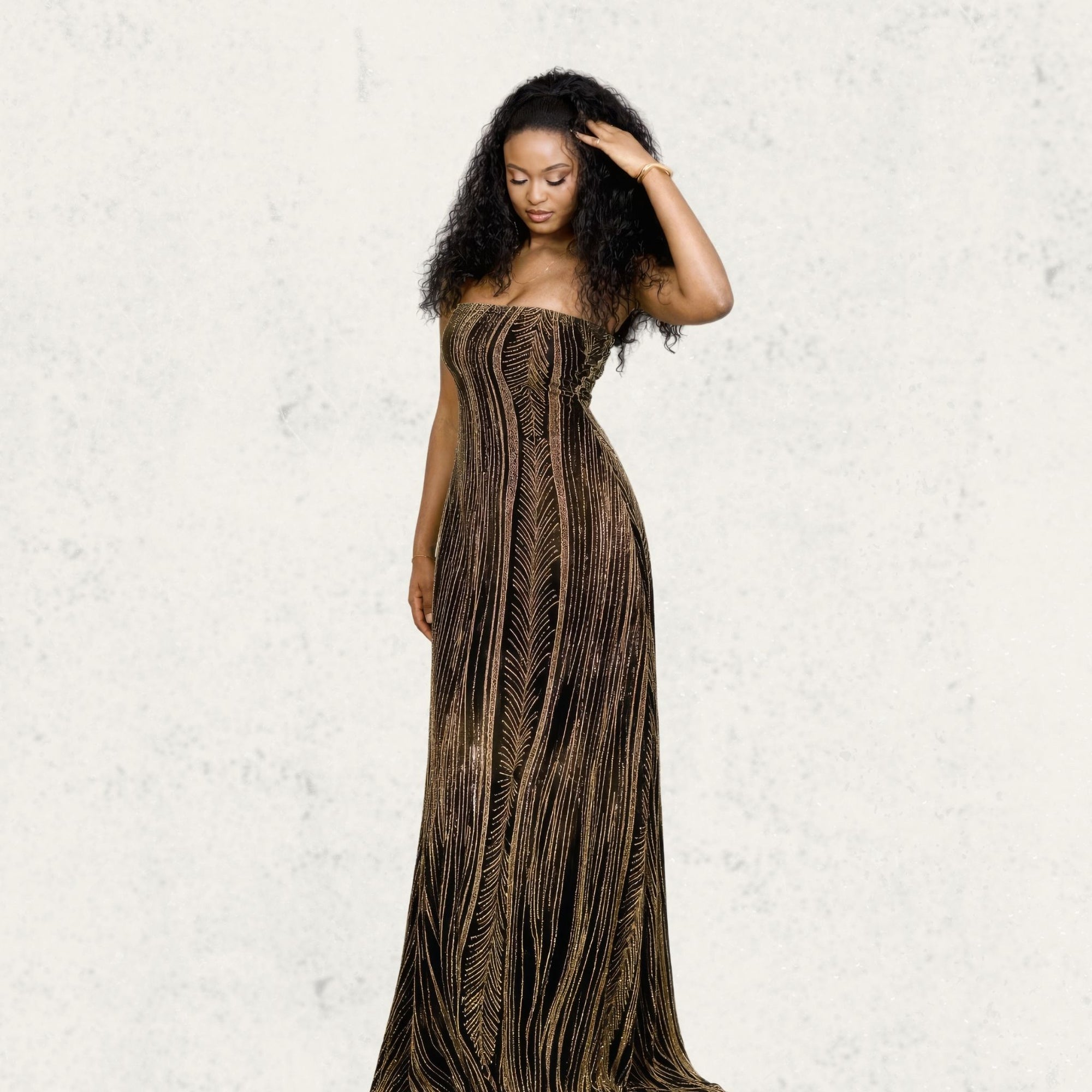 Gold Shimmer Strapless Dress