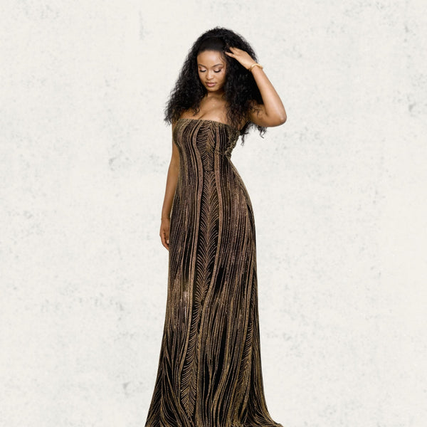 Gold Shimmer Strapless Dress