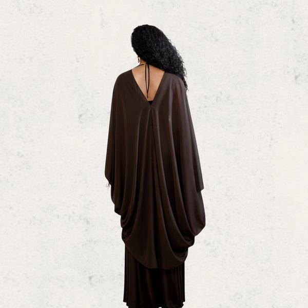 Brown Maxi Cape Set